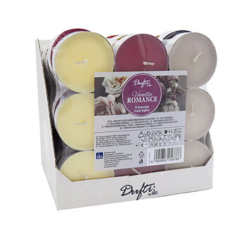 Dufti by Gies Maxi-Duftlichte Vanilla Romance – 9er Flatpack | Ø 59 mm | 8 Stunden Brenndauer