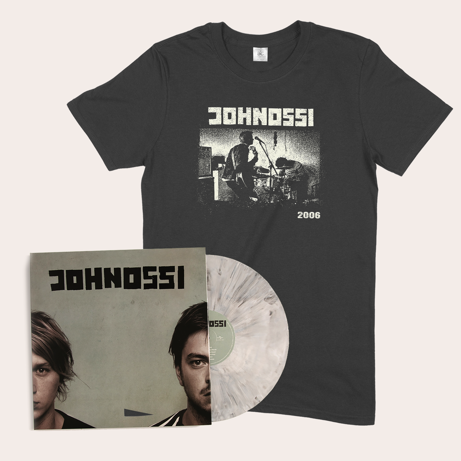 JOHNOSSI - S/T, BUNDLE (MARBLE VINYL LP + T-SHIRT) SIGNERAD - 2
