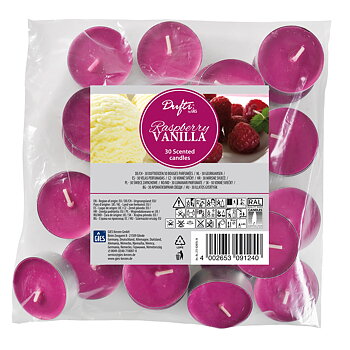 Dufti by Gies Duftlichte Raspberry Vanilla – 30er Beutel | Ø 38 mm | 4 Stunden Brenndauer