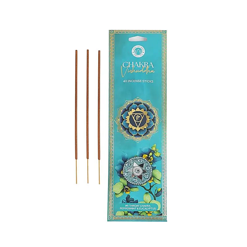 Rökelse Vishuddha, chakra, pepparmynta och eukalyptus.
