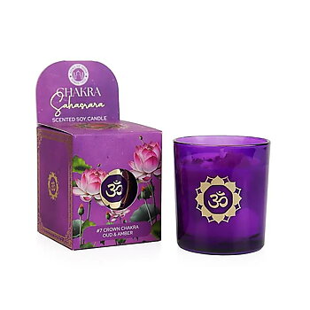 Doftande sojaljus Sahasrara chakra oud och bärnsten