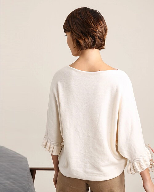 Jumper onesize volang på ärm offwhite - 2