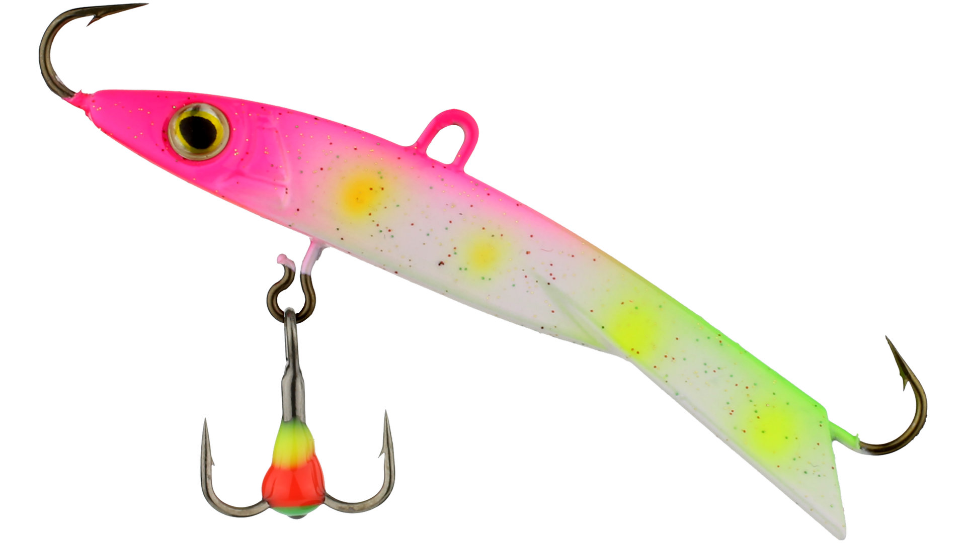 Balance pole for ice fishing for perch, pike and zander, pink clown