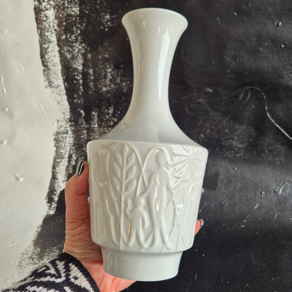 vintage VAS reliefmönster "Paradise" design Kurt Wendel, Edelstein Bavaria, h 24 cm - 10
