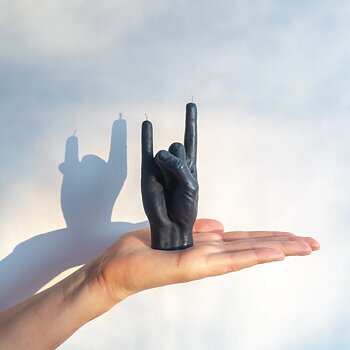 Candle Hand You Rock Black Small