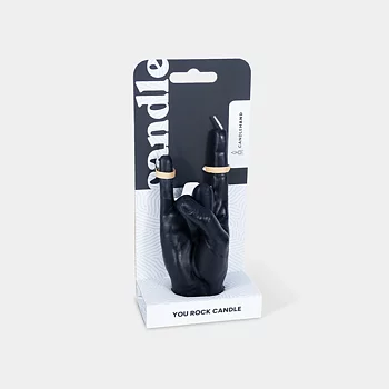 Candle Hand You Rock Black Small