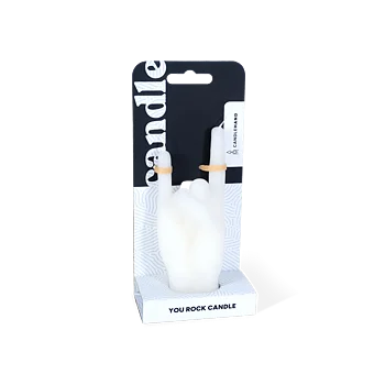 Candle Hand You Rock White Small