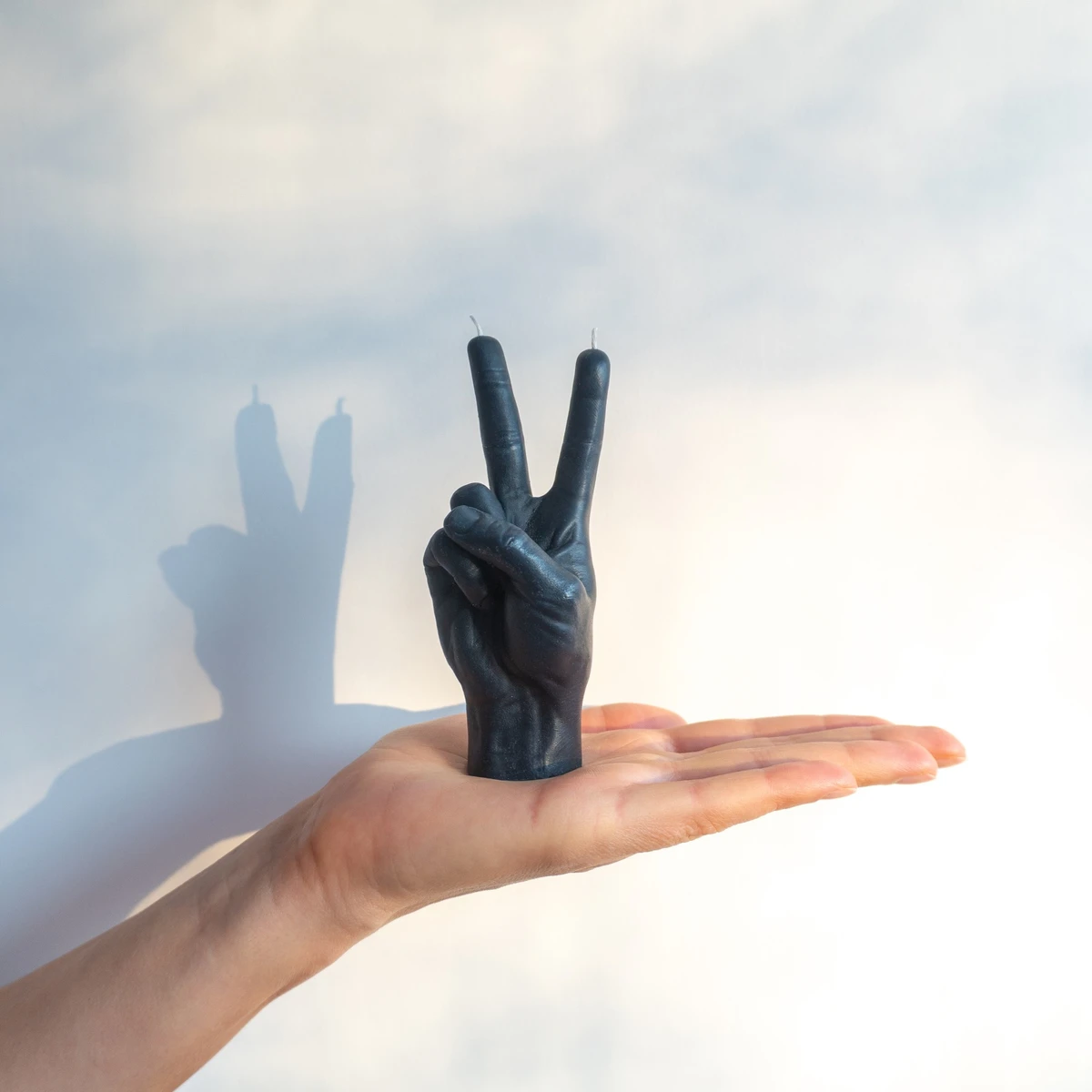 Candle Hand Peace Black Small - 2