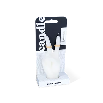 Candle Hand Peace White Small
