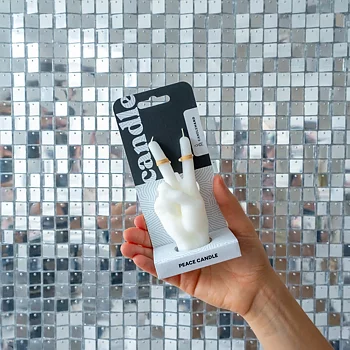 Candle Hand Peace White Small