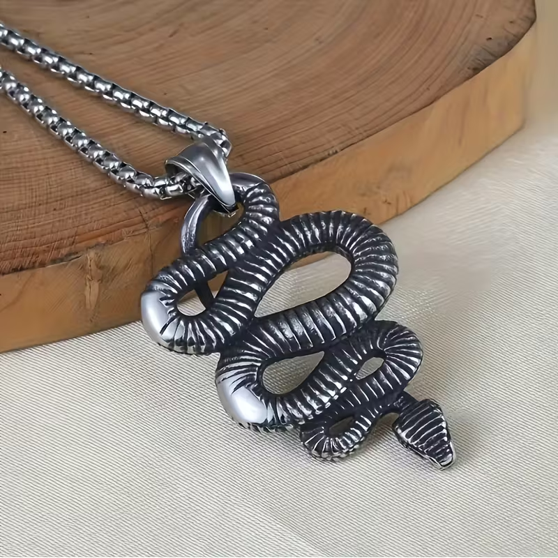 Halsband "Ringing Snake" i rostfritt stål - 3