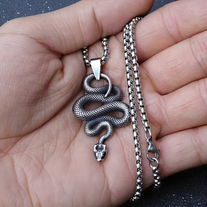 Halsband "Ringing Snake" i rostfritt stål - 4