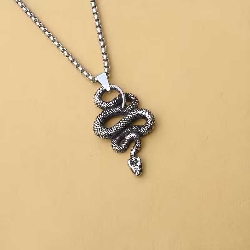 Halsband "Ringing Snake" i rostfritt stål - 5