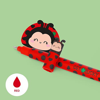 Erasable gel pen, Ladybug, röd, gelpenna med utsuddbart bläck