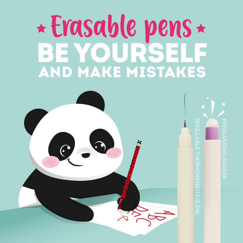 Erasable gel pen, Ladybug, rød, gelpen med blæk der kan viskes ud - 5