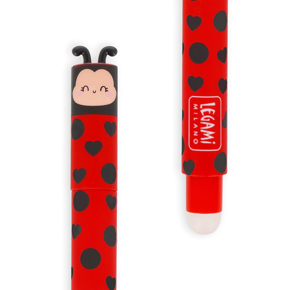 Erasable gel pen, Ladybug, rød, gelpen med blæk der kan viskes ud - 3