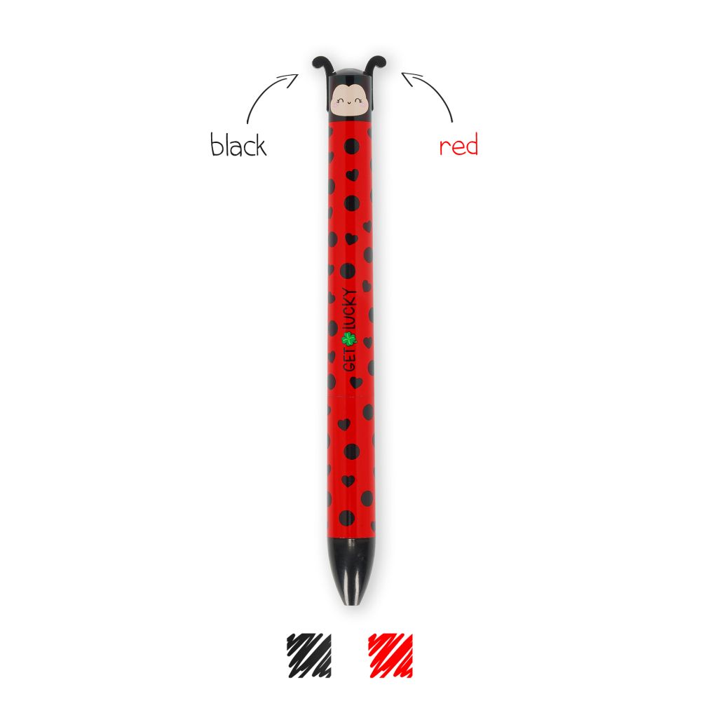 Click & Clack, Ladybug, rød og sort, Kuglepen med to farver