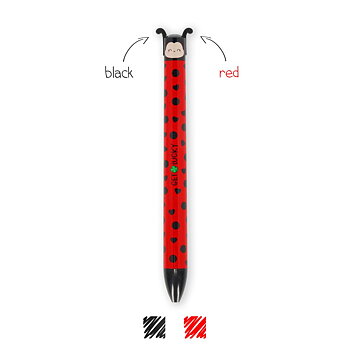 Click & Clack, Ladybug, rød og sort, Kuglepen med to farver