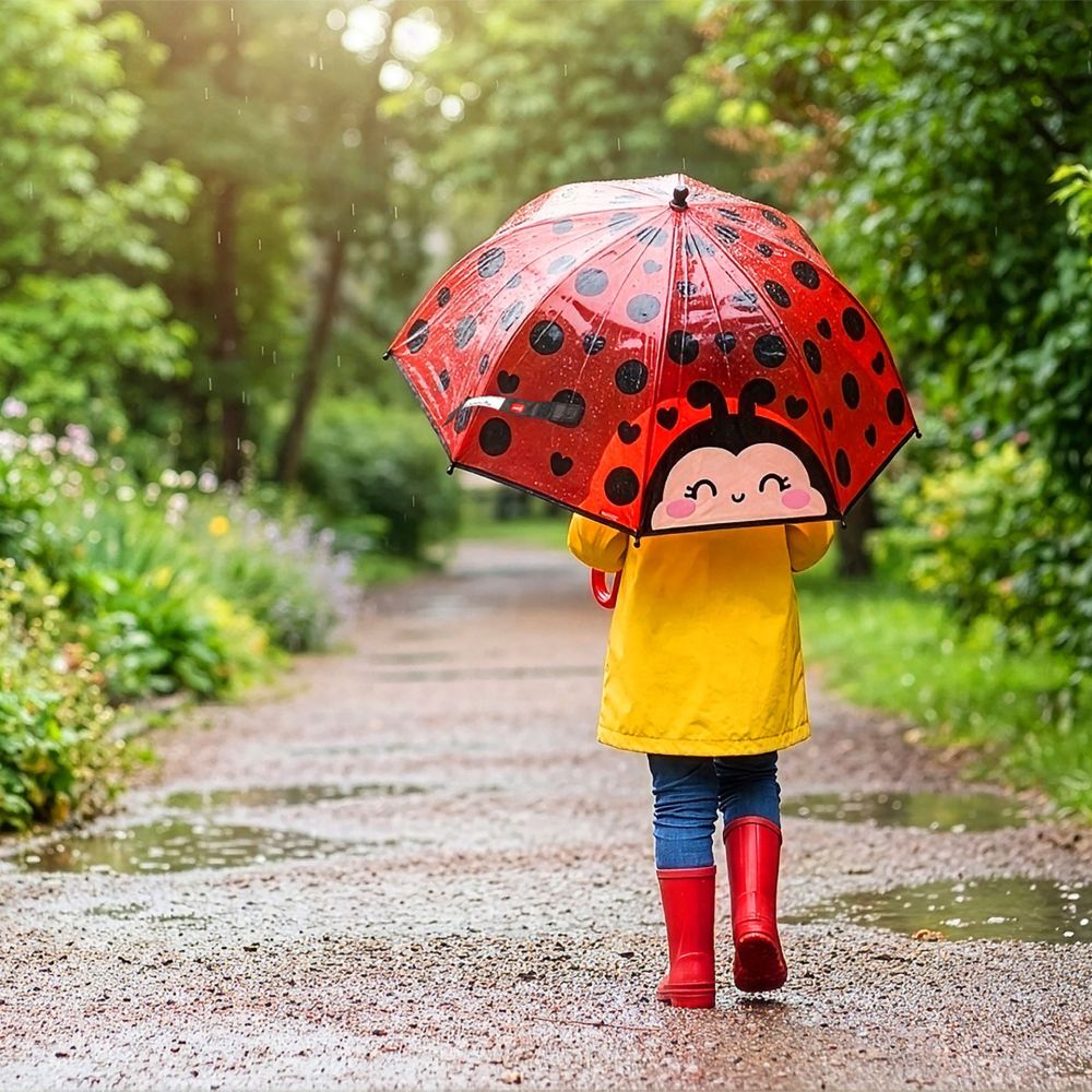 Paraply, børn, Dancin' in the rain, Ladybug - 8