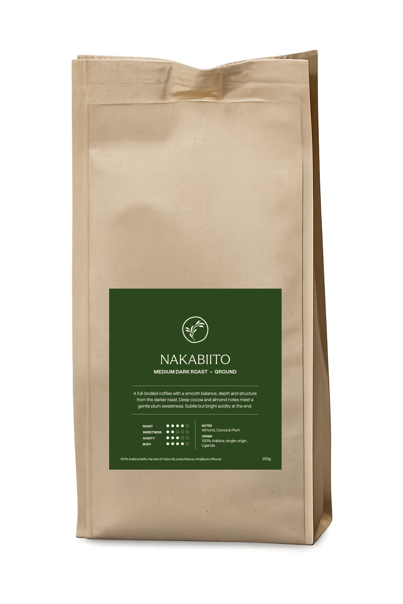 Kaffe Nakabiito – Malet Mellanmörkrost 250 g / Just Coffee