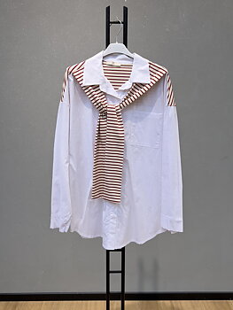 Shirt white/burgundy