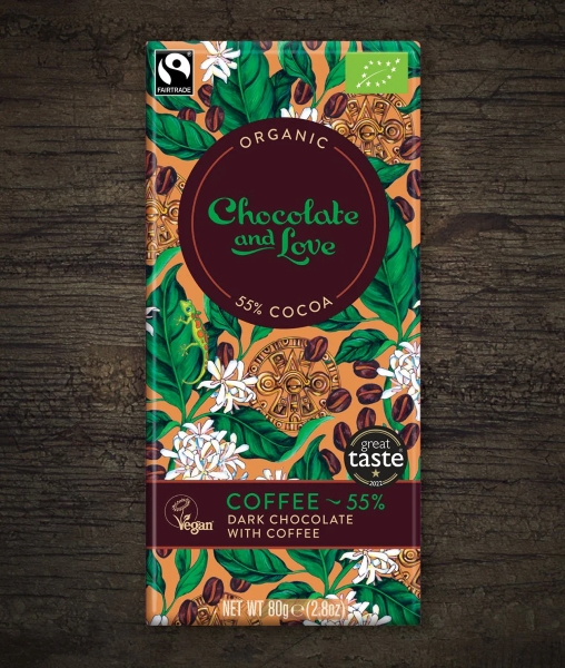 Chocolate and Love Mörk choklad med kaffe 55% EKO, 80 g