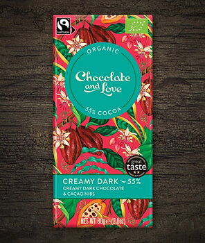 Chocolate and Love Mörk choklad med kakaonibs 55% EKO, 80 g