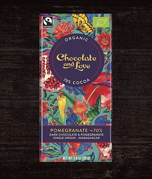 Chocolate and Love Mörk choklad med granatäpple 70% EKO, 80 g