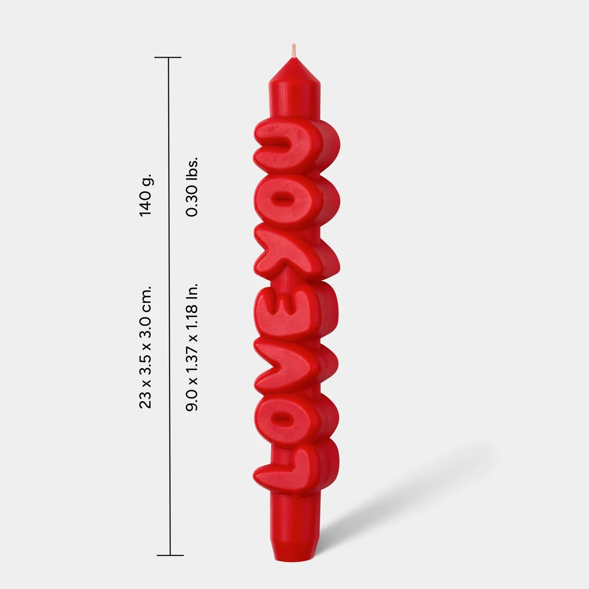Taper Candle Love You Red 3D - 2