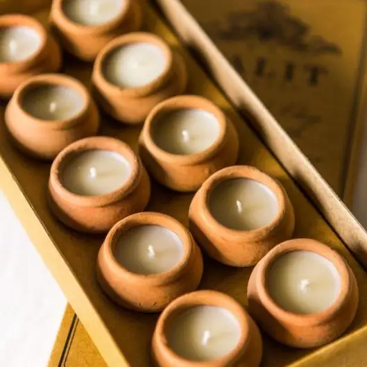 Handmade Beeswax candles lavender in terracotta mold 10pcs, Dalit - 2