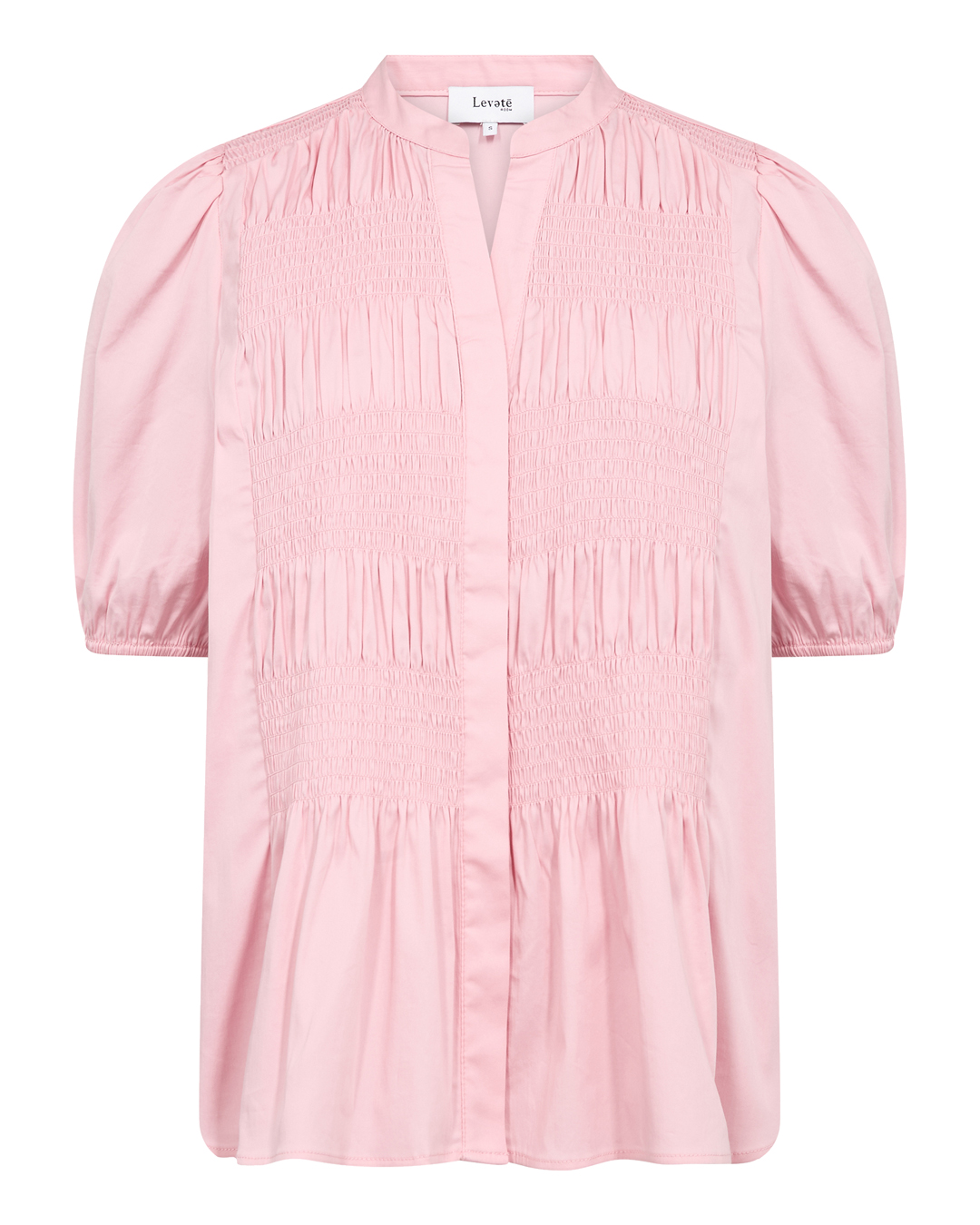 Blus Isla Solid1 kort ärm & smock ljusrosa