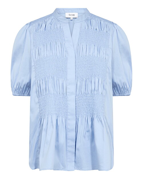 Blus Isla Solid1 kort ärm & smock ljusblå