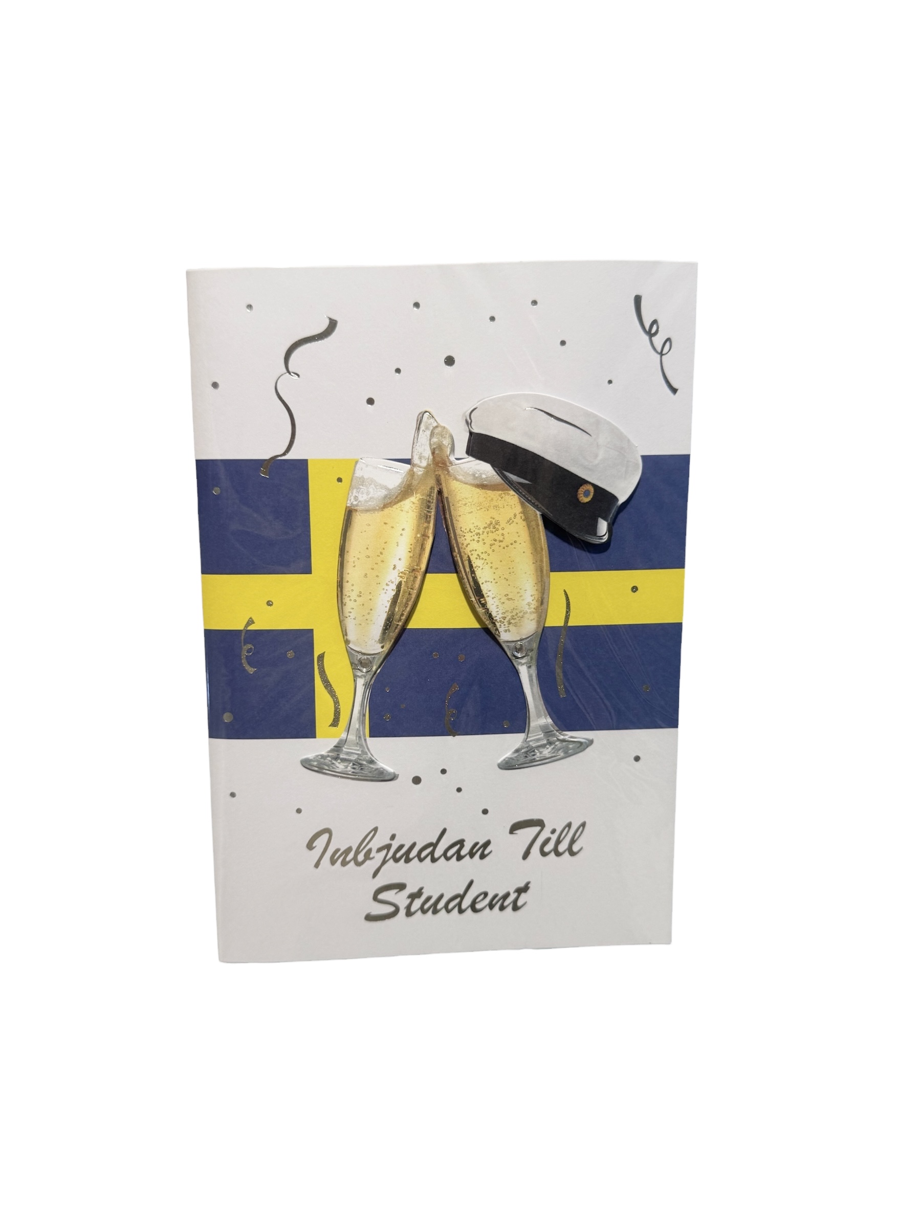 Inbjudnings-vykort med tillhörande kuvert - Champagneglas