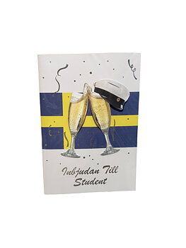 Inbjudnings-vykort med tillhörande kuvert - Champagneglas
