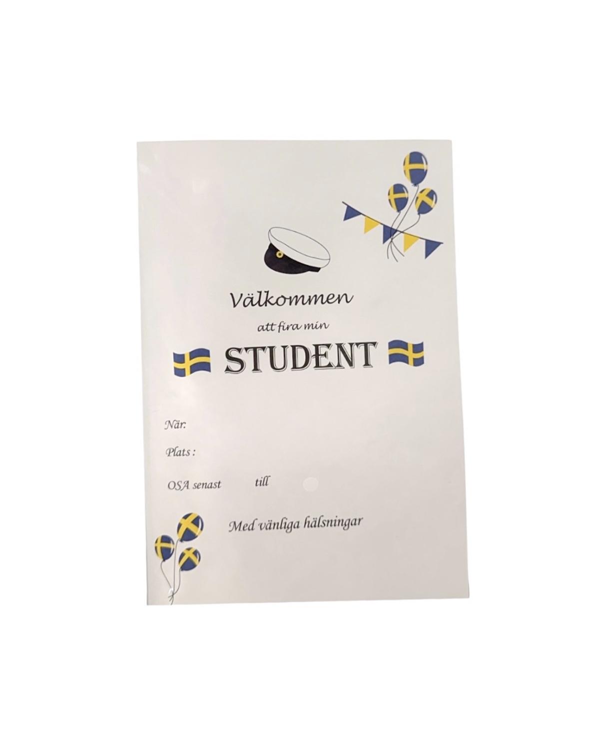 Inbjudnings-vykort med tillhörande kuvert - Champagneglas - 2