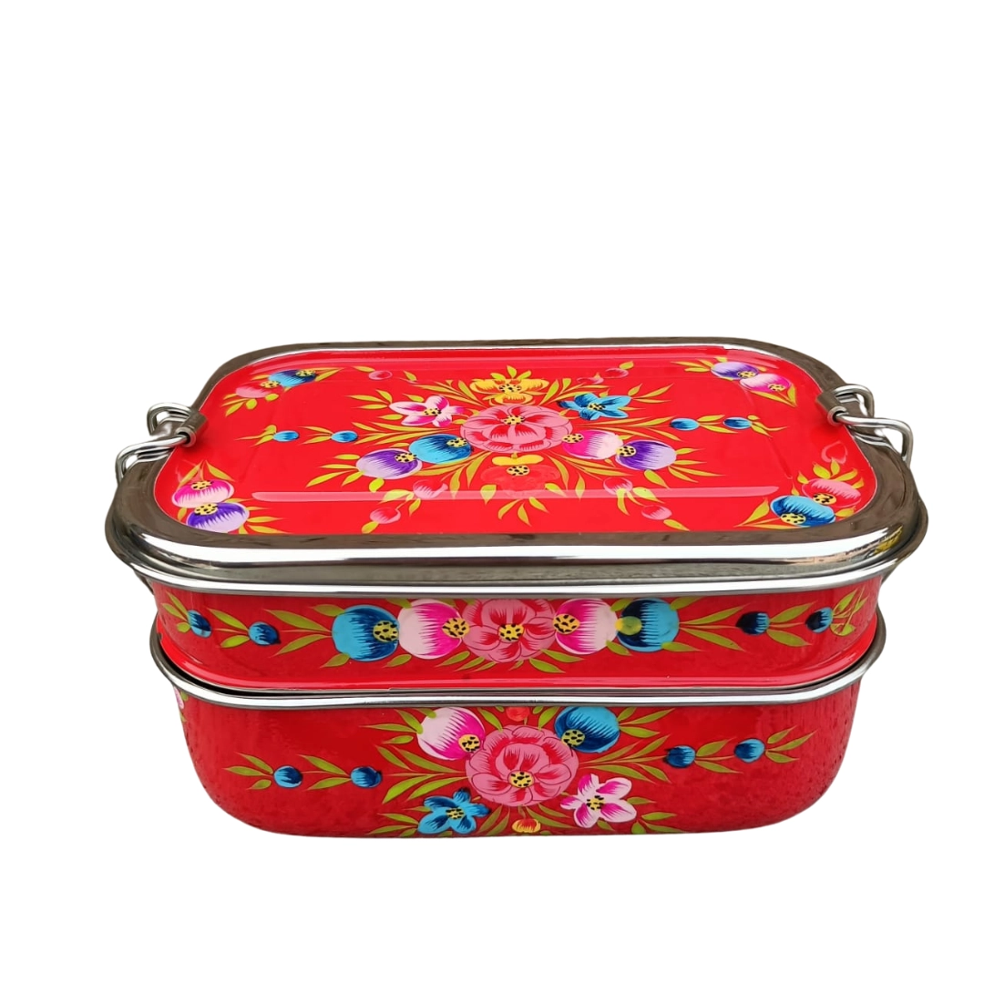 Stainless steel lunch box in tiffin style Red Garland, Dalit - 3