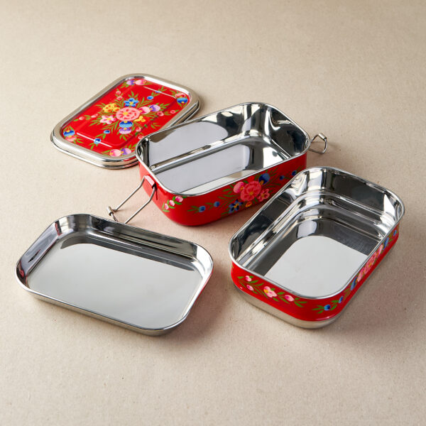 Stainless steel lunch box in tiffin style Red Garland, Dalit - 2