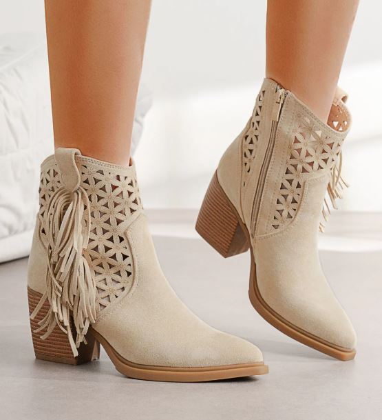 Tessie fringe boots - sand