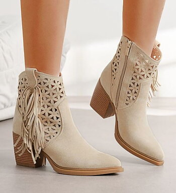 Tessie fringe boots - sand