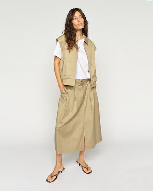 Kjol Koda billie med skärp twill mörkbeige