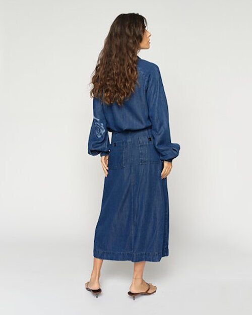 Kjol Koda dinem slits fram mörk denim - 2