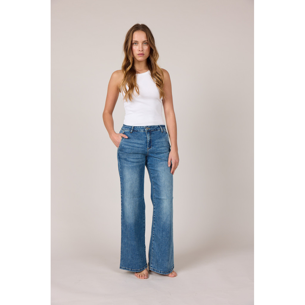 Chino flare denim jeans