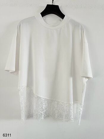 T-shirt med spets vit
