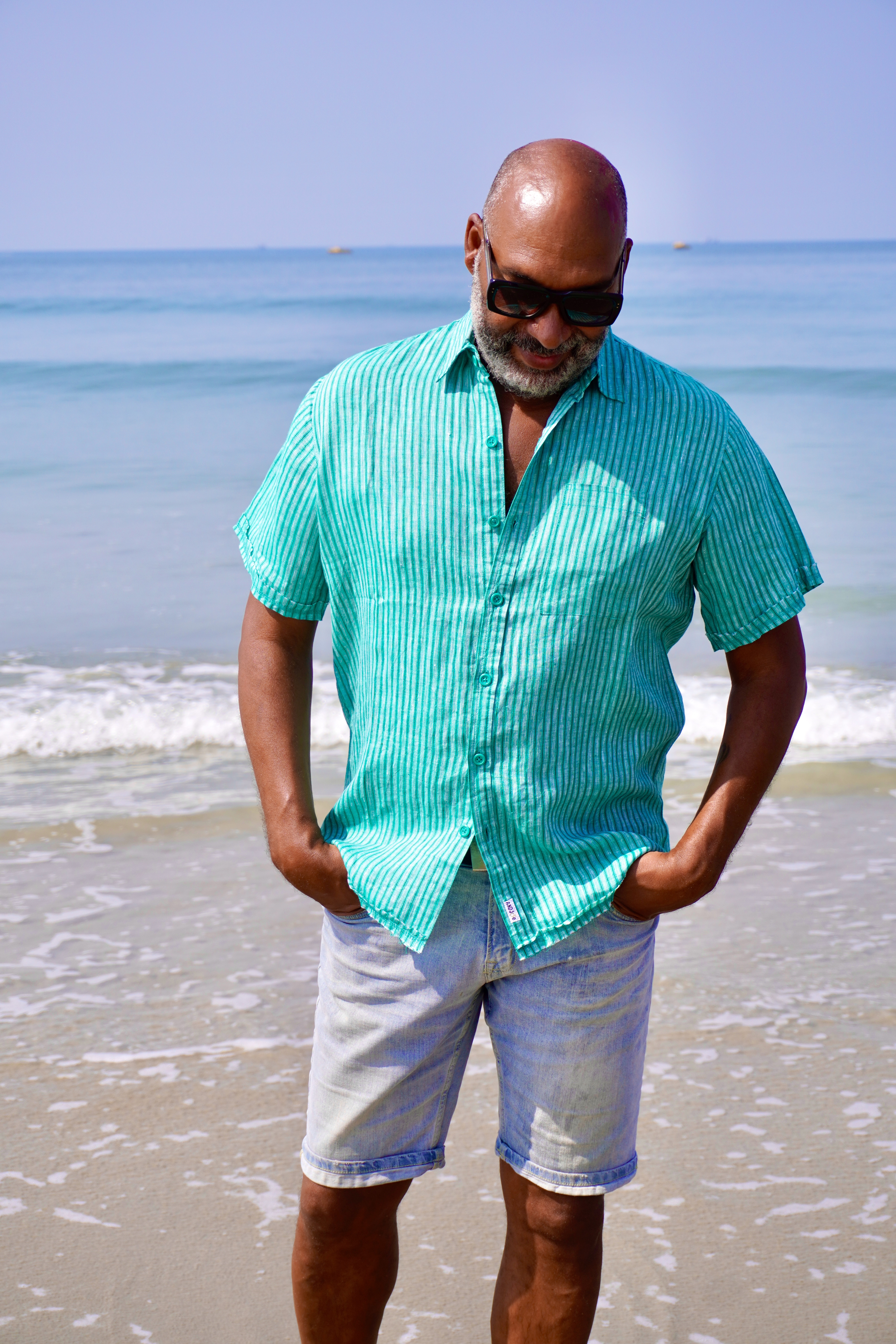 JOE LINEN SHIRT GREEN STRIPE 