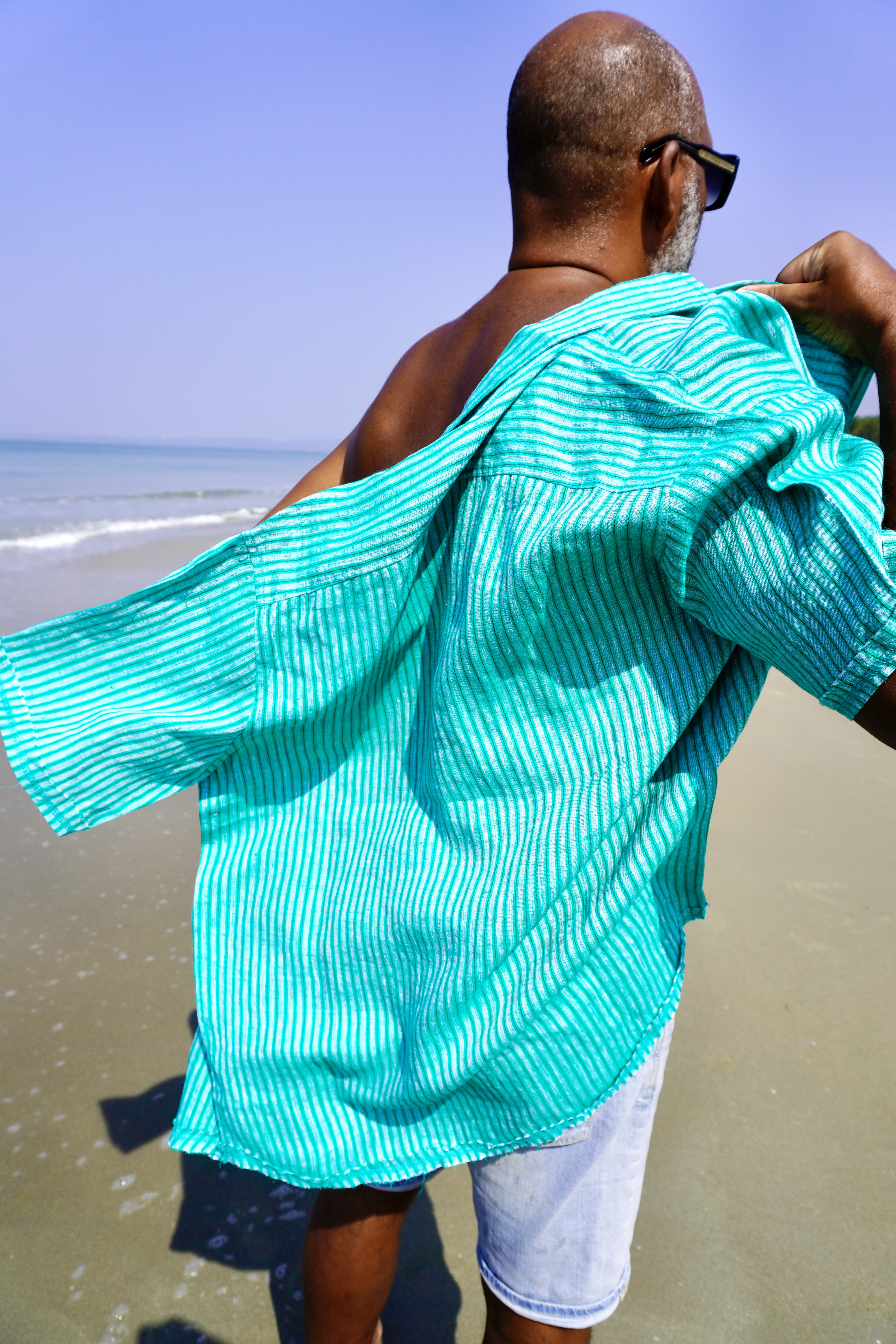 JOE LINEN SHIRT GREEN STRIPE  - 5