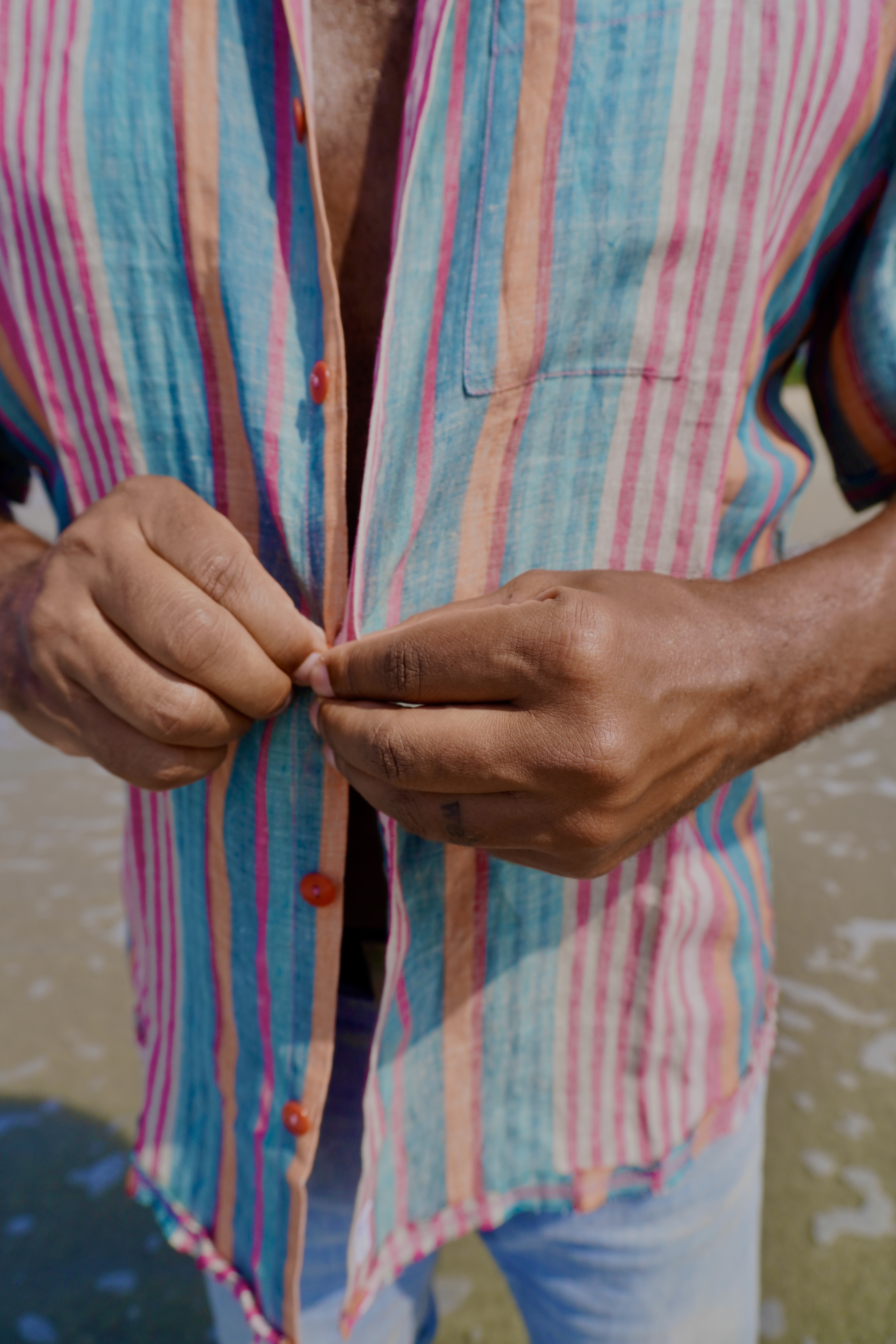 JOE LINEN SHIRT MULTI STRIPE  - 3