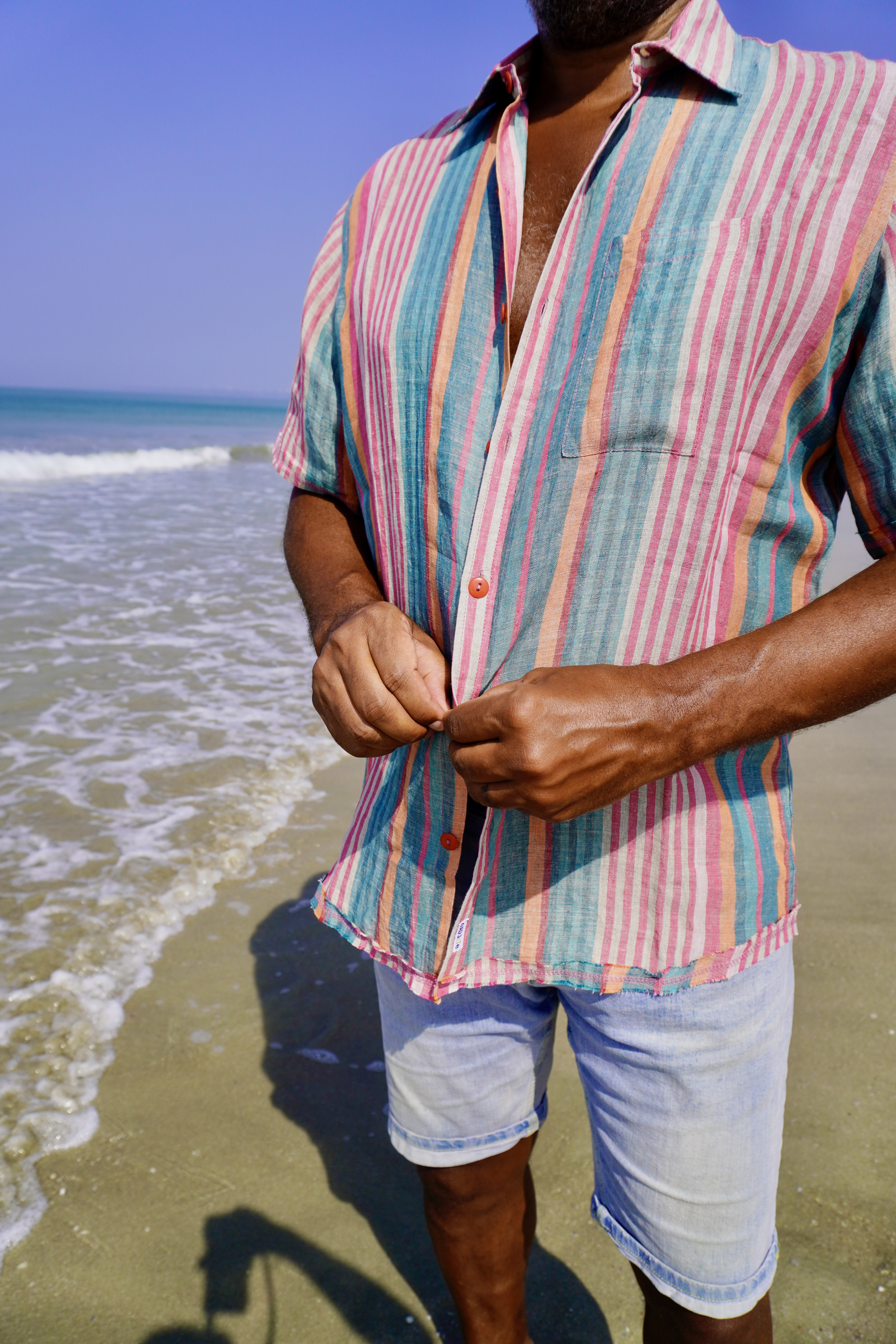 JOE LINEN SHIRT MULTI STRIPE 