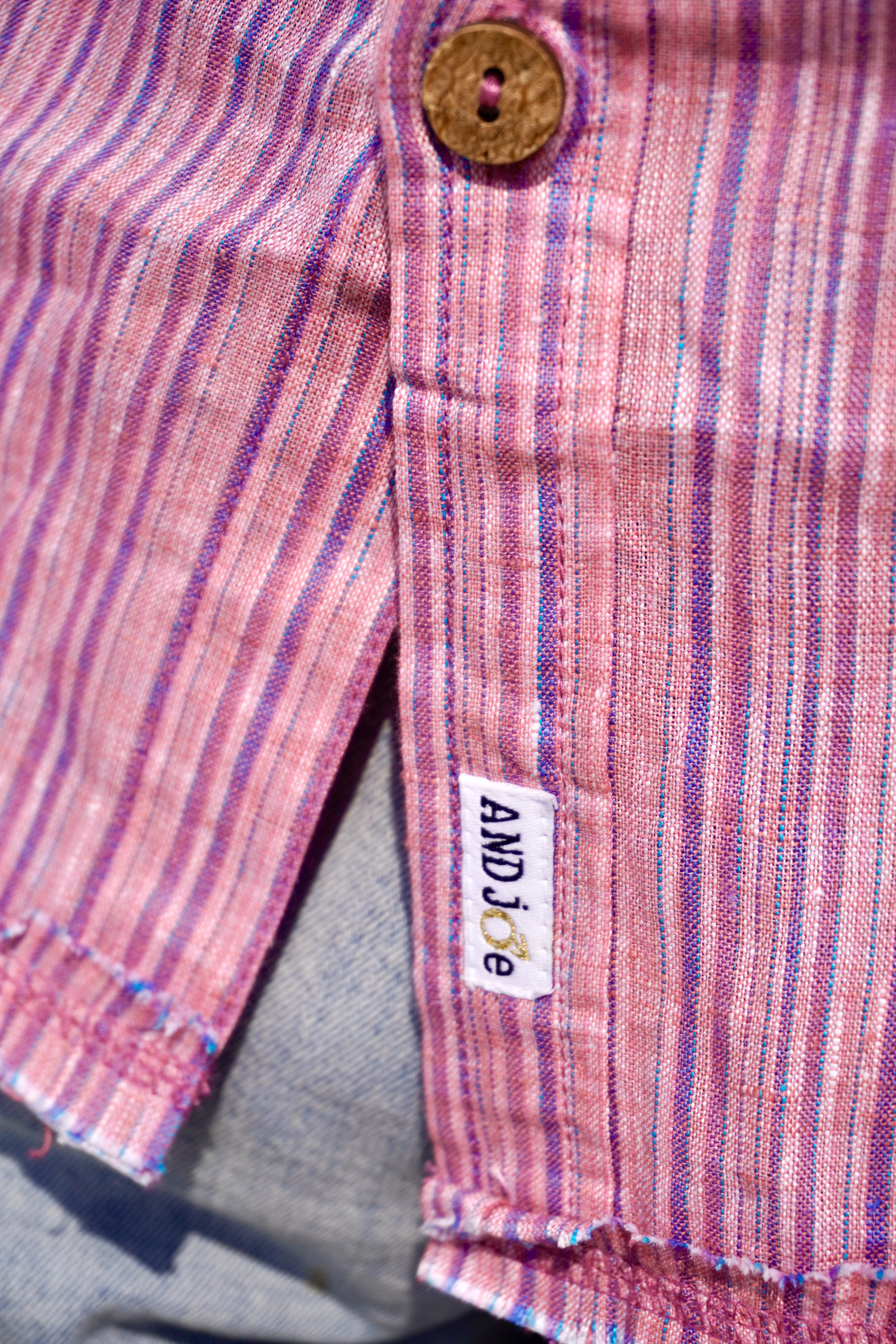 JOE LINEN SHIRT PEACH STRIPE  - 4