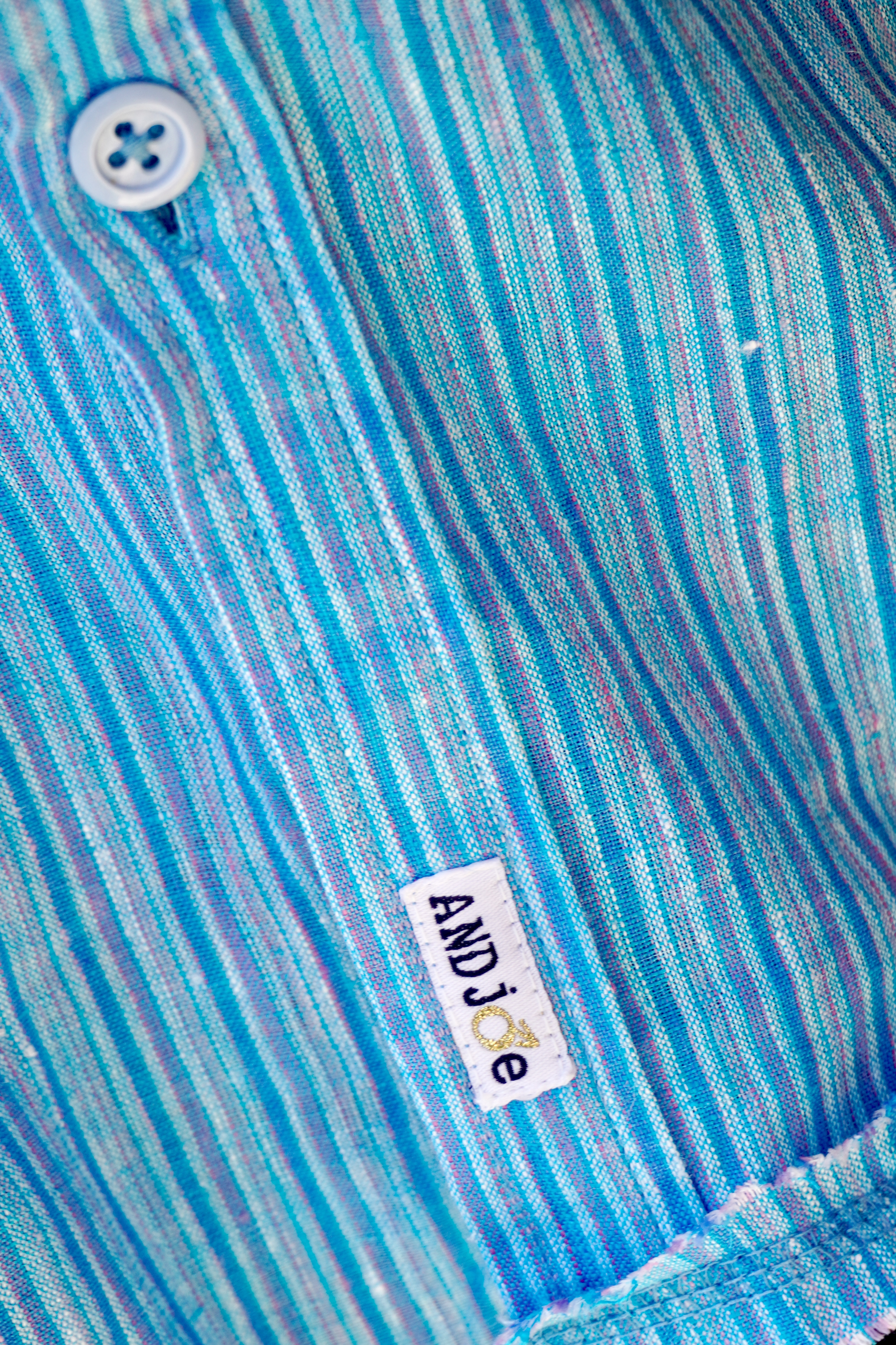 JOE LINEN SHIRT TURQ STRIPE  - 4