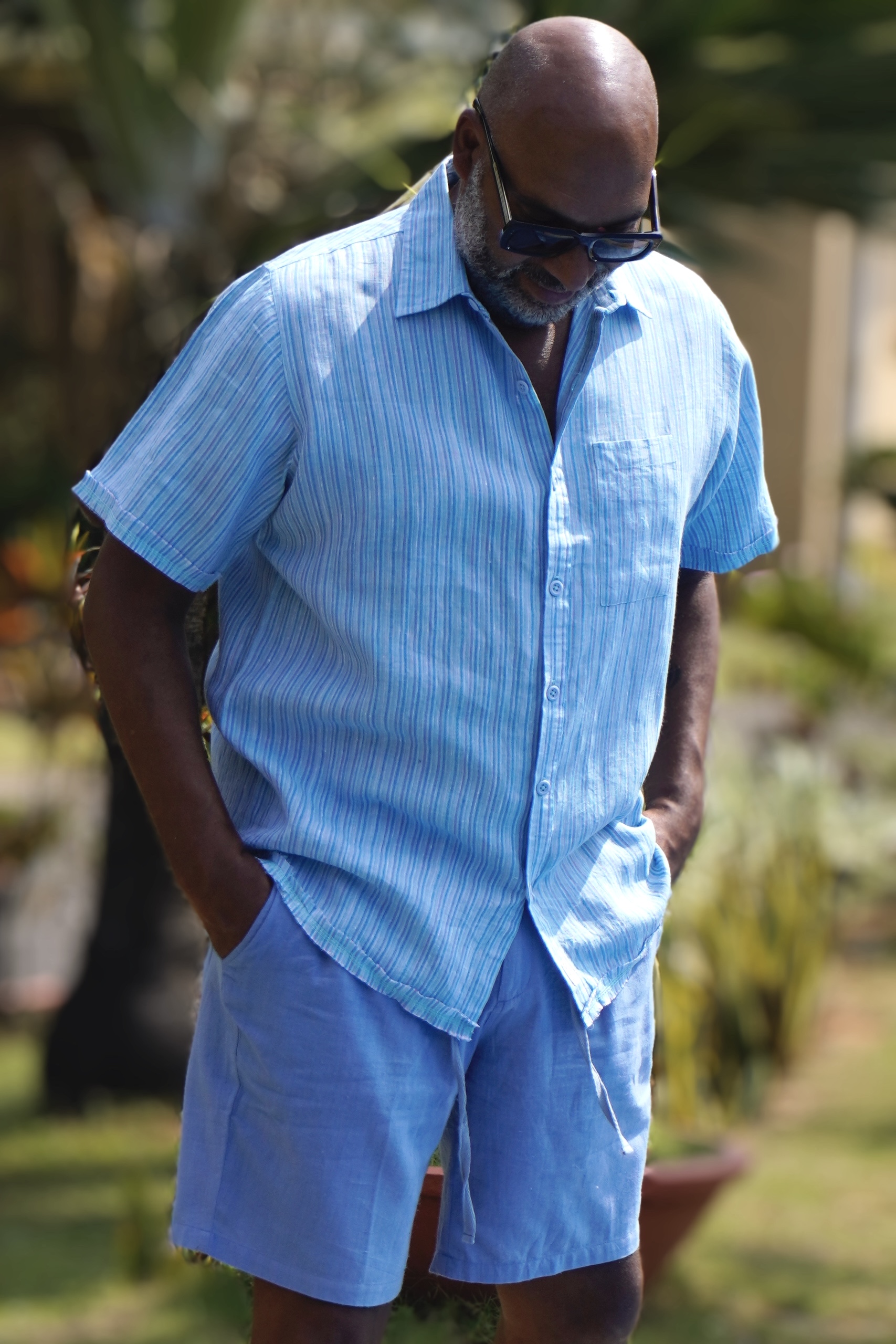 JOE LINEN SHIRT MINT STRIPE  - 3